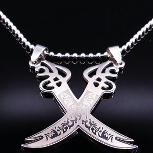 Collier Pendentif Islam Musulman Epée d'Ali Zulfikar argent