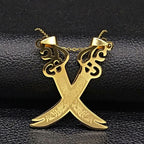 Collar Colgante Islam Musulmán Espada de Ali Zulfikar oro