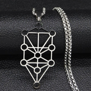 Collier Pendentif Kaballe Diagramme Arbre de Vie Sephiroth argent