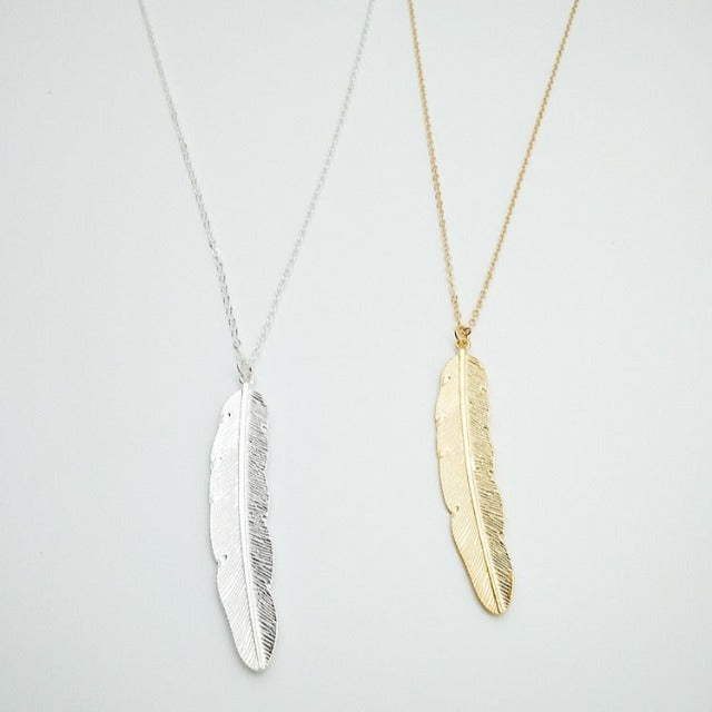 Collier Pendentif Plume Femme