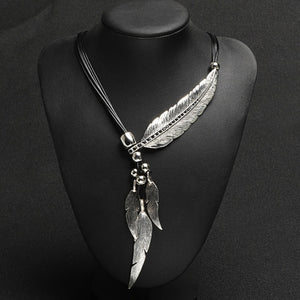 Collier Plume Femme argent