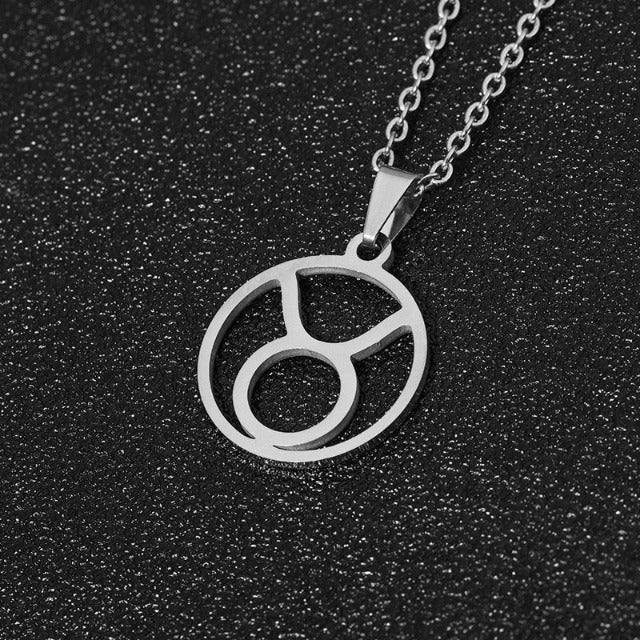 Collier Zodiaque Homme En Acier Inoxydable - Pendentif Constellations Horoscope, Chaîne 50+5cm Réglable