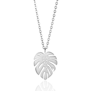 Collier Tropical Feuille de Palmier argent