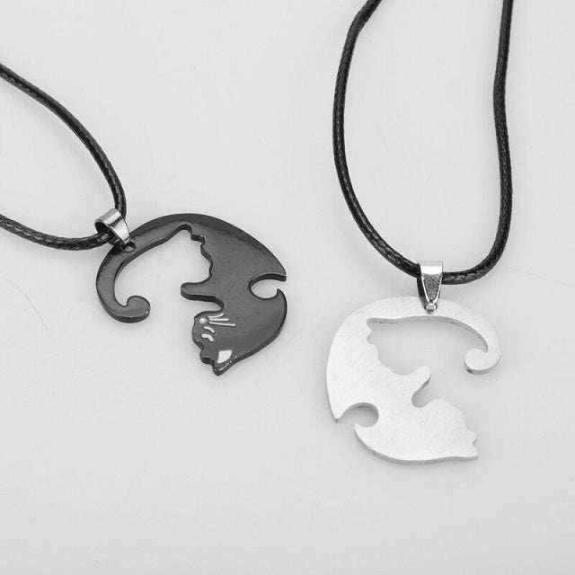 Collier Yin Yang Couple Deux Parties Séparable Détachable