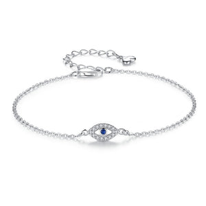 Gourmette Bracelet en Argent Contre le Mauvais Oeil Bleu Grec Turc Matiasma Mataki