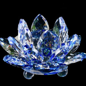 Ornement Fengshui en Verre Crystal  "Fleur de quartz" - Guérison, Bouddhisme, Méditation bleu