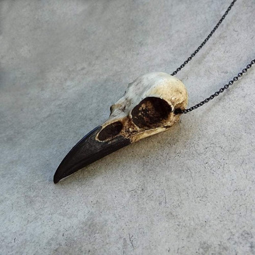 Ciondolo Teschio Di Corvo Stile Gotico, Nero, Con Cordino, Amuleto Raven