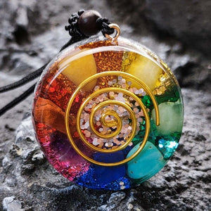 Pendentif Pierre Orgonite 7 chakras & Collier Homme femme