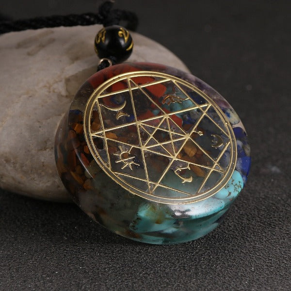 Ciondolo e collana in pietra di orgonite per uomo e donna, protezione meditazione