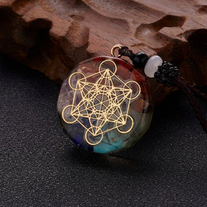 Pendentif Pierre Orgonite & Collier Homme Femme Protection & Méditation metatron