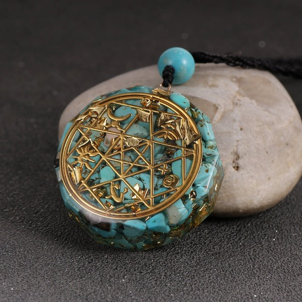 Ciondolo e collana in pietra di orgonite per uomo e donna, protezione meditazione