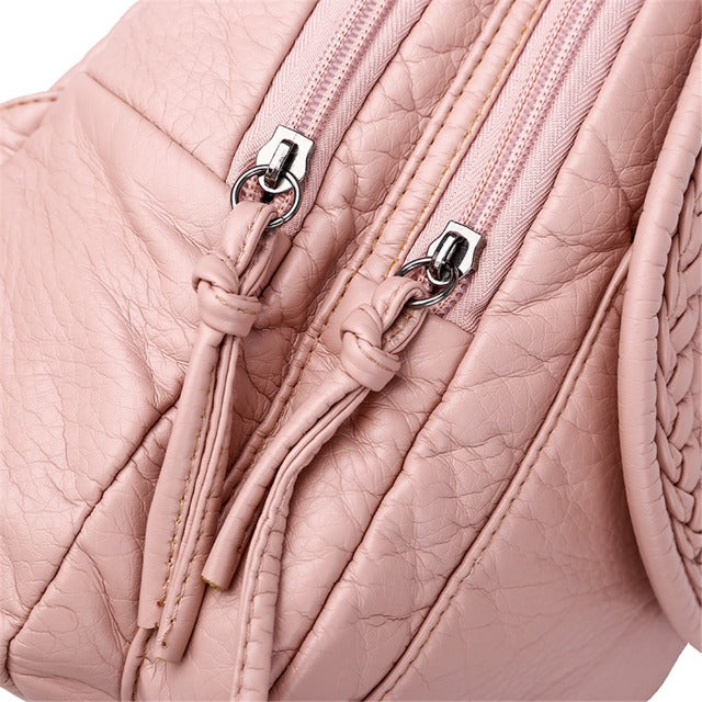 Roze Kleine Leren Rugzak voor Dames