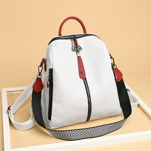 Sac À Dos En Cuir Cartable Femme Blanc