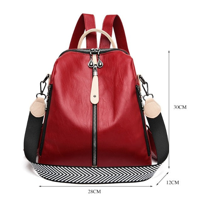 Leather Backpack Satchel for Women Black 