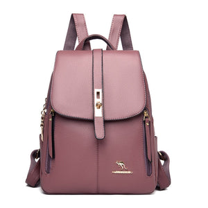 Sac À Dos Femme en Cuir Lila - Violet Clair