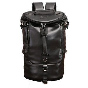 Men's Black Leather Backpack 