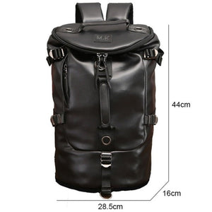 Men's Black Leather Backpack 