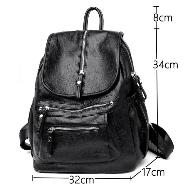 Bolso de cuero con bolsillo para mujer negro 