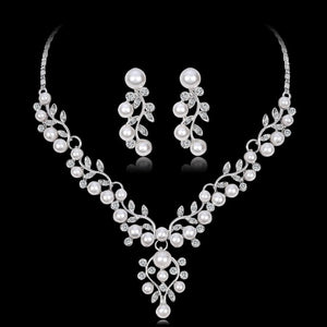 Set Collier et Boucles de Mariage avec Perles Parure