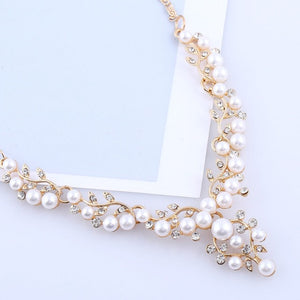 Set Collier et Boucles de Mariage avec Perles Parure