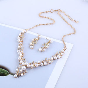 Set Collier et Boucles de Mariage avec Perles Parure