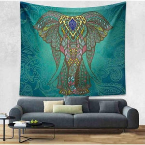 Tapisserie Éléphant Mandala vert