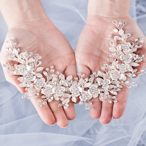 Tiare de Mariage à Fleurs pour Femme argent